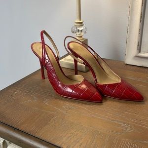 Michael Kors Size 7 Red Python 3” Heels.